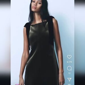 NWT ZARA VELVET BOWS DRES dark green version
